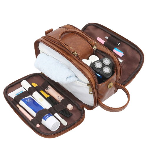 Trousse de Toilette Homme Cuir Marron TDT Shop