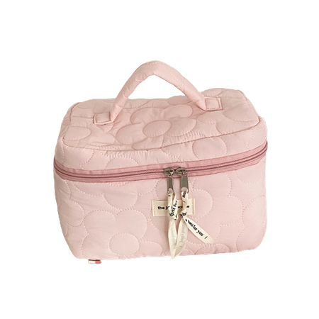 trousse de toilette matelassée rose