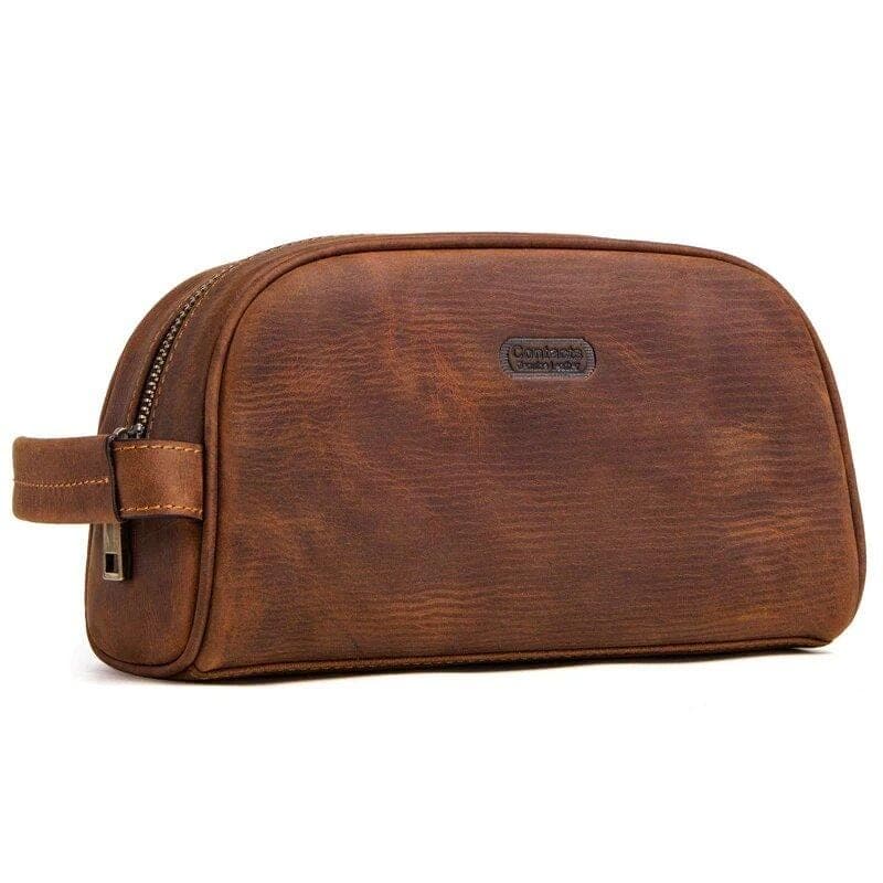 petite trousse de toilette cuir marron