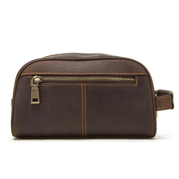 Trousse de toilette cuir petit format café