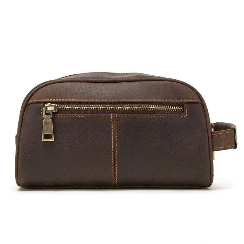 Trousse de toilette cuir petit format café