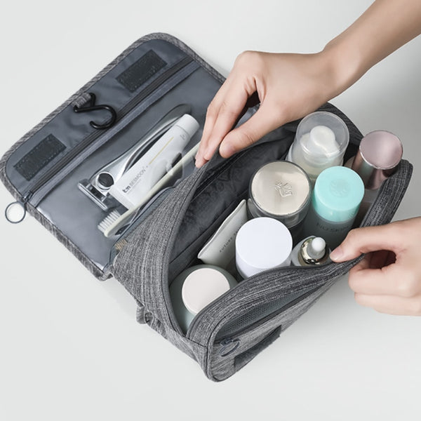 Trousse de toilette homme voyage dépliante avec compartiments