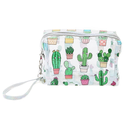 Trousse de toilette transparente petit cactus