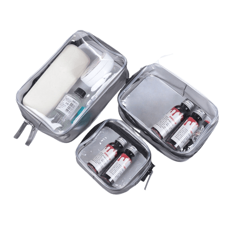 Trousse de toilette transparente grise