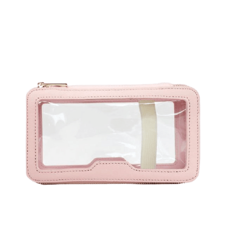 Trousse de toilette cuir transparente rose