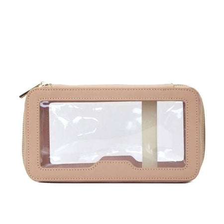 trousse de toilette cuir transparente beige