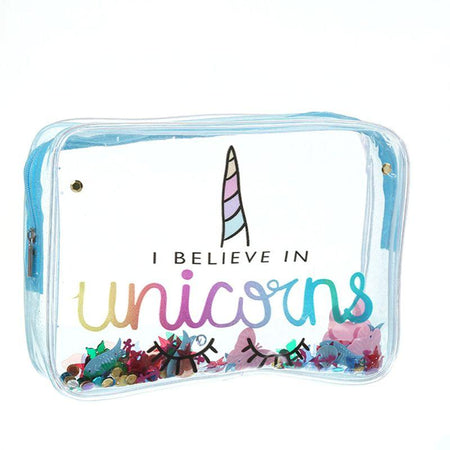 Trousse de toilette transparente fantaisie licorne