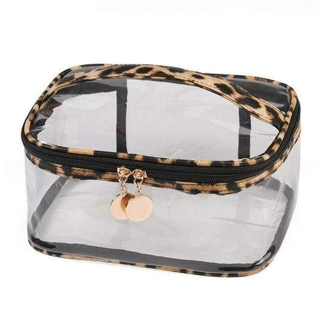Trousse de toilette transparente léopard